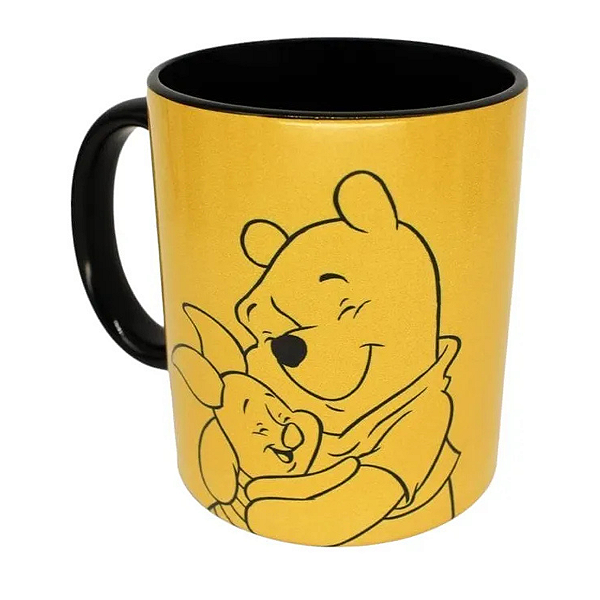Caneca Pop Pooh E Leitão Disney 350ml Zona Criativa Amarelo Pooh