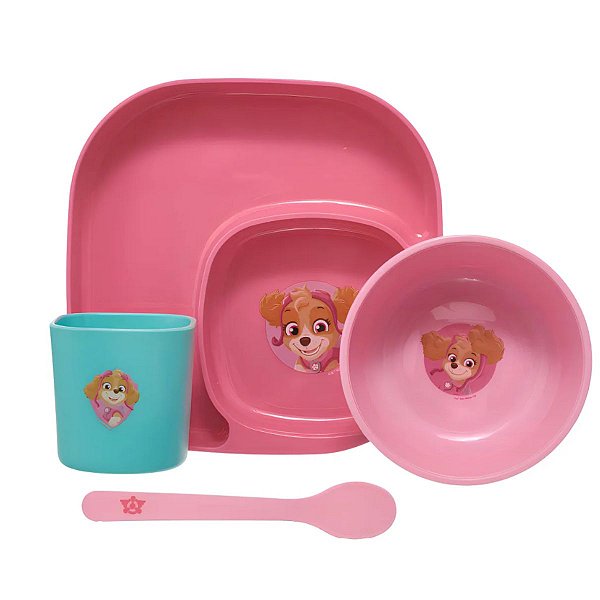 Kit Refeição Infantil Patrulha Canina – 4 Peças Rosa