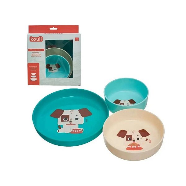 Kit 3 Pratos Com Ventosa Kouii Filhotiis Cachorro Theo