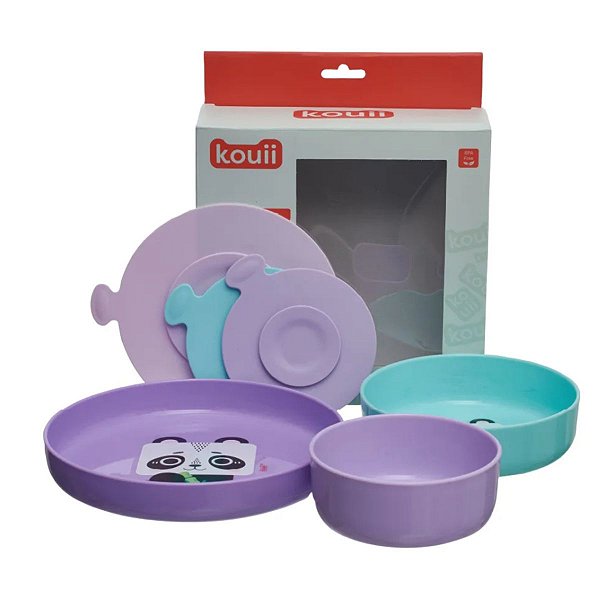 Kit 3 Pratos Com Ventosa Kouii Filhotiis Panda