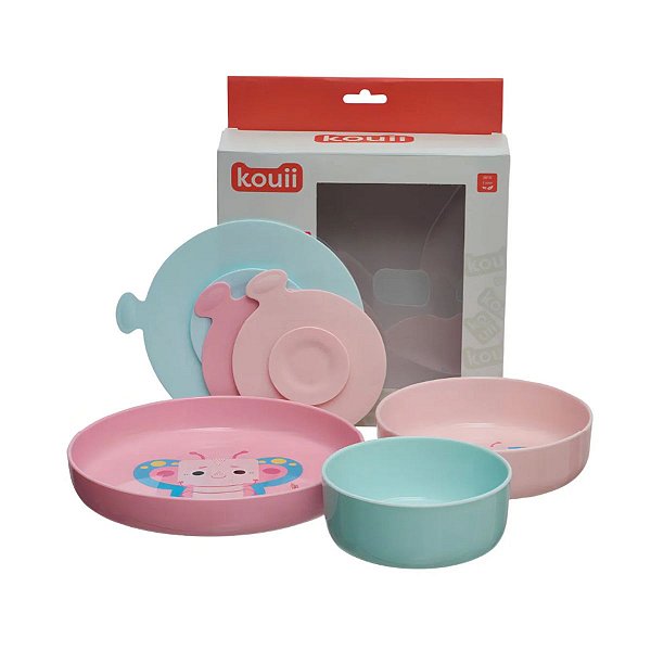 Kit 3 Pratos Com Ventosa Kouii Filhotiis Borboleta