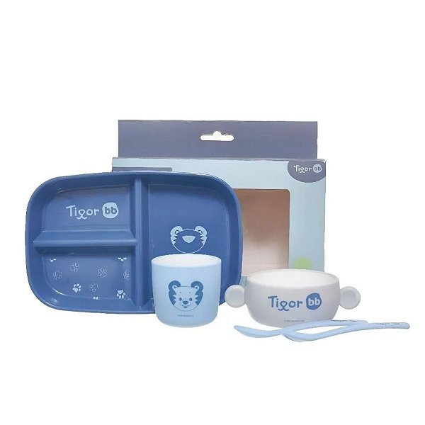 Kit Refeicao Infantil 5 Pecas Tigor BB Little Azul
