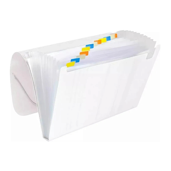 Pasta Sanfonada A4 com 12 Divisões Transparente- 6090PP-TR