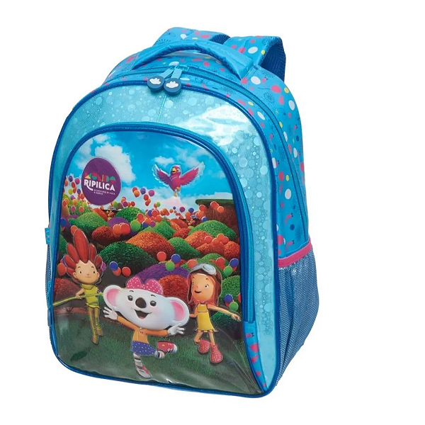Mochila Lilica Mundo Ripilica Céu Azul Costas E Garrafa