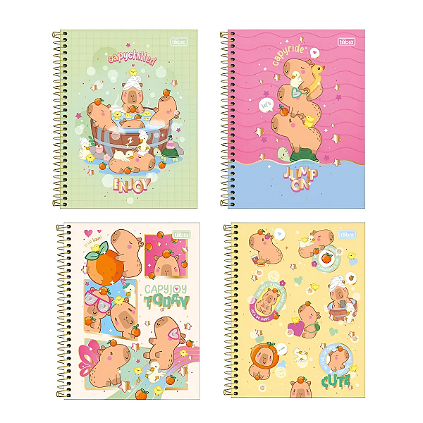 Caderno Espiral Cd 01matéria Capivara Capyclub 80fls Tilibra