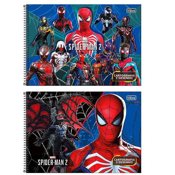 Caderno Cartografia 80fls Homem-aranha 2 Game Trajes Tilibra