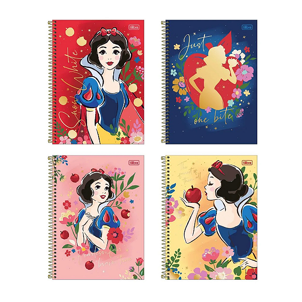 Caderno Espiral Capa Dura Branca De Neve 80fls 4und Tilibra