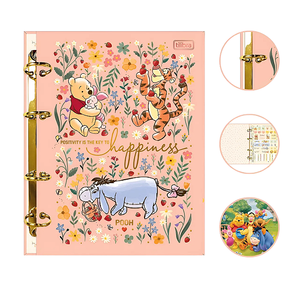 Caderno Argolado Ursinho Pooh Colegial Fichário Tilibra