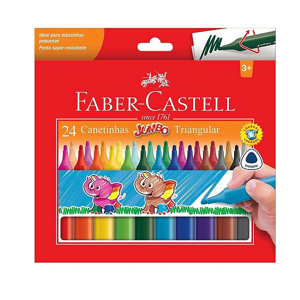 24 Canetinhas -Rotuladores- Faber Castell Jumbo