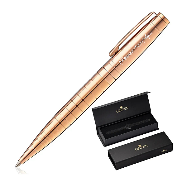 Caneta Crown Personalizada Agata Esferográfica  Preta