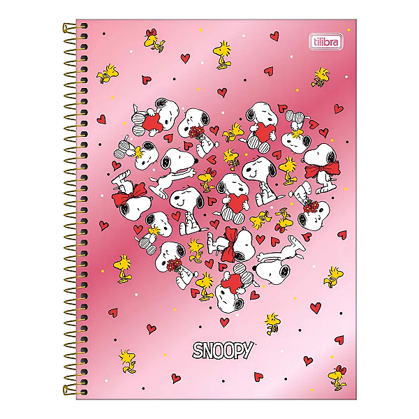 Caderno Espiral Univ 01 Mat Snoopy Core 80  Tilibra Rose