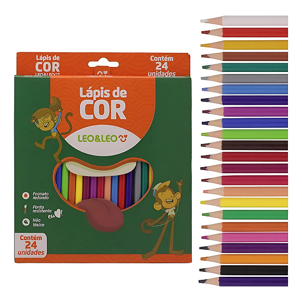 Lapis De Cor 24 Cores Redondo Flex Leoeleo