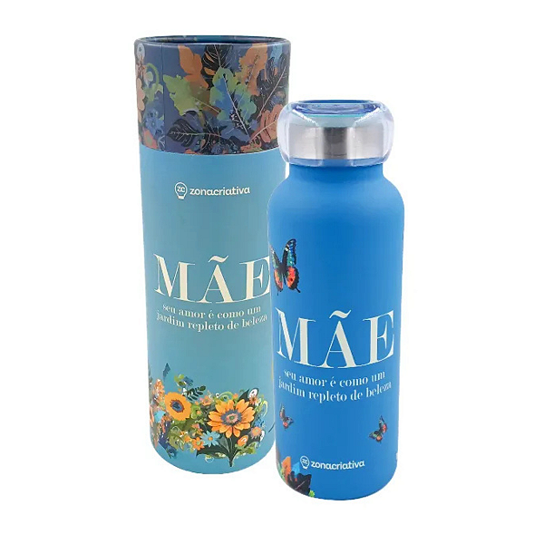 Garrafa Térmica Inox Bubble Azul Presente Mãe Decoração Casa Azul-aço