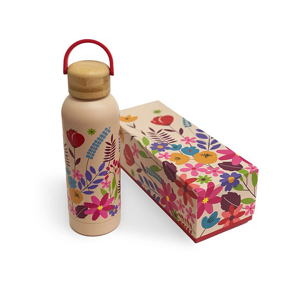 Garrafa Termica 500 Ml Floral aço inox