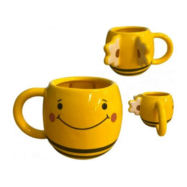 Caneca Formato 3d Abelhinha 500ml Amarelo Abelha