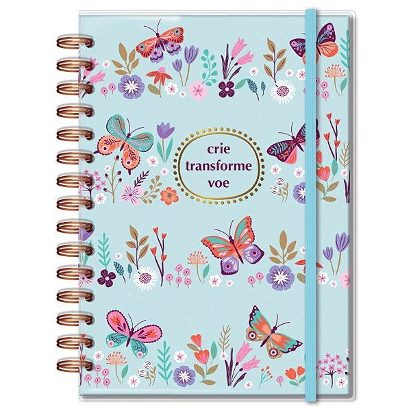 Planner Permanente M - Fina Ideia - Borboletas no Jardim 13,4×20,5cm 105 folhas capa protetora