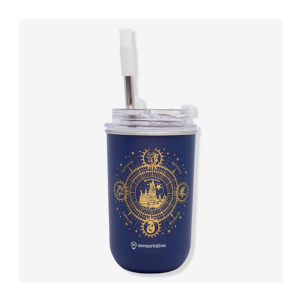 Copo Neo com Canudo Hogwarts Blue – Harry Potter