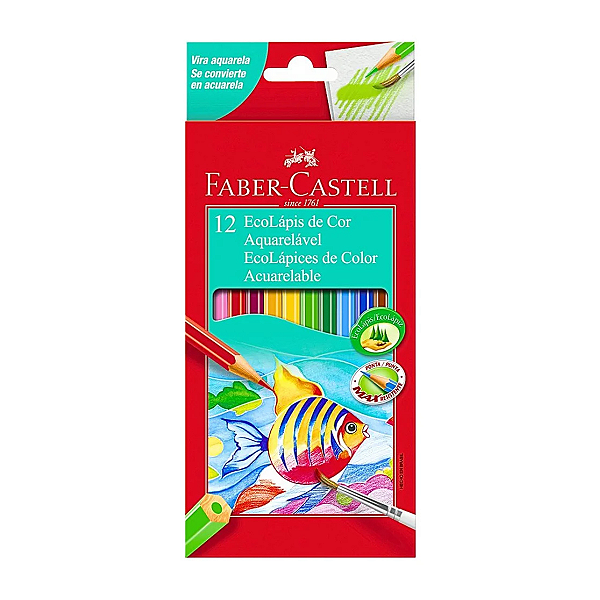 Lápis De Cor Aquarelável 12 Ecolápis Escolar Faber Castell