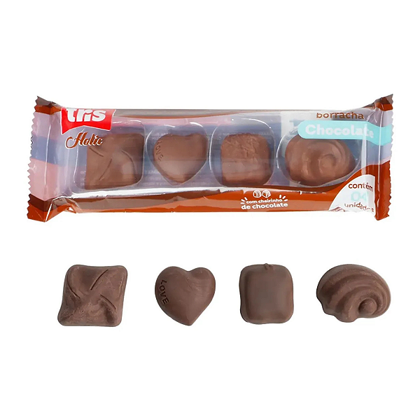 Borracha Chocolate Com Cheirinho Holic 4 Unidades - Tris