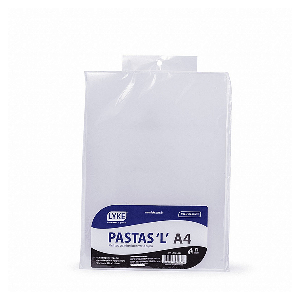 Pasta L - A4 - Cristal - Pct c/ 10 unds