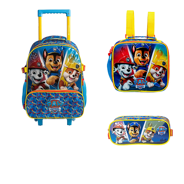 Mochila De Rodinha Lancheira Estojo Infantil Patrulha Canina