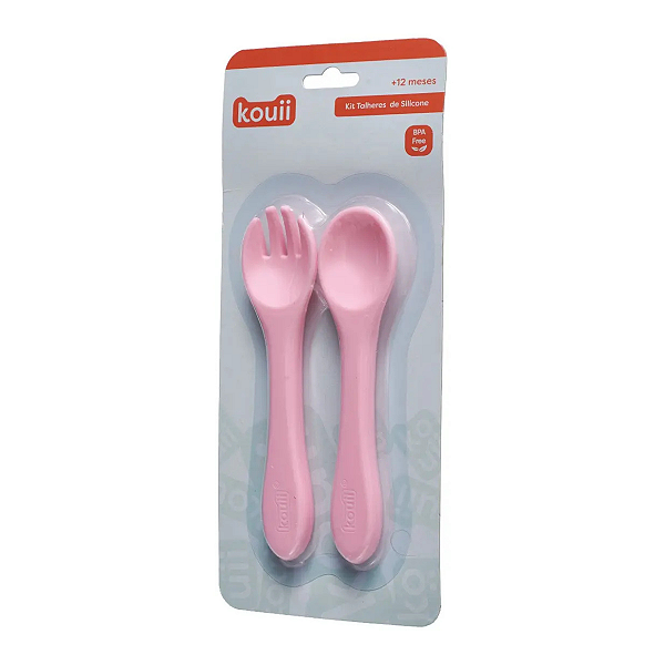 Kit Talher Infantil Silicone Kouii Colher Garfo Introdução Alimentar