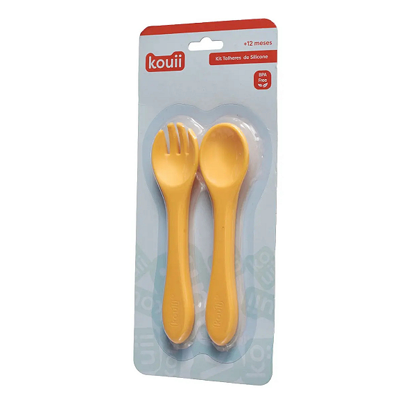 Kit Talher Infantil Silicone Kouii Colher Garfo Introdução Alimentar
