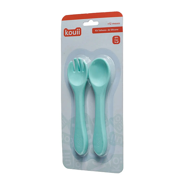 Kit Talher Infantil Silicone Kouii Colher Garfo Introdução Alimentar