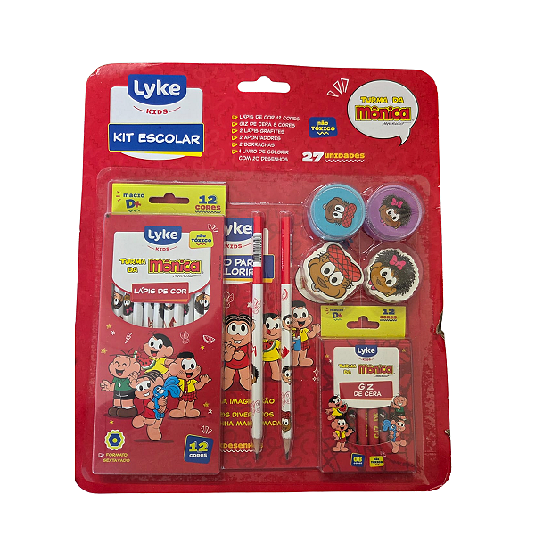 Kit Escolar 27 Unidades LYKE - Turma da Mônica
