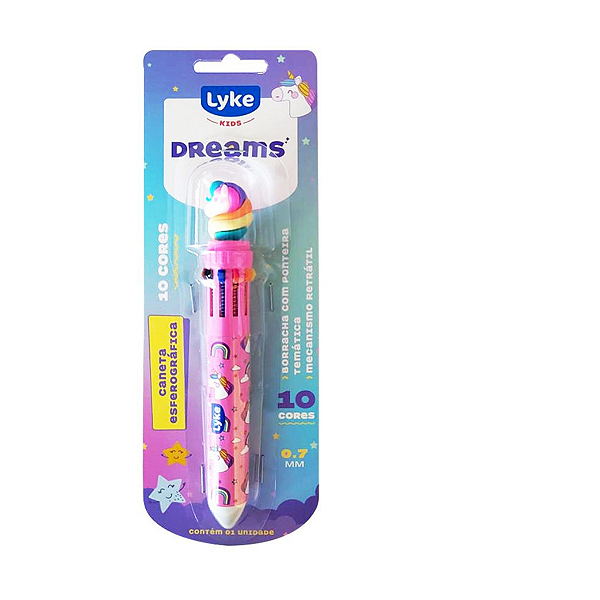 Caneta Esferográfica  10 em 1 - Unicornio - Lyke