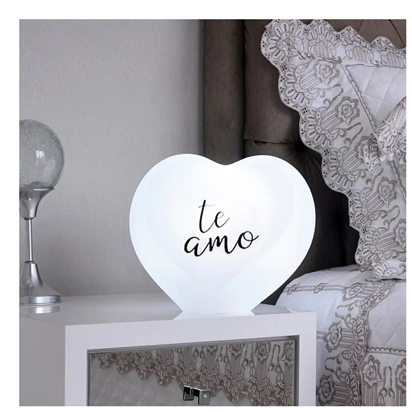 Luminária Coração Te Amo Cor Branco - Decorfun