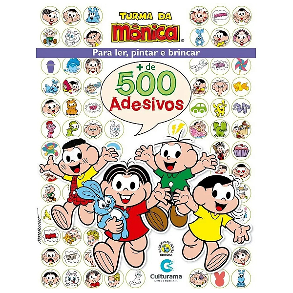 Livro p/ pintar, ler  - 500 adesivos -Turma da Monica