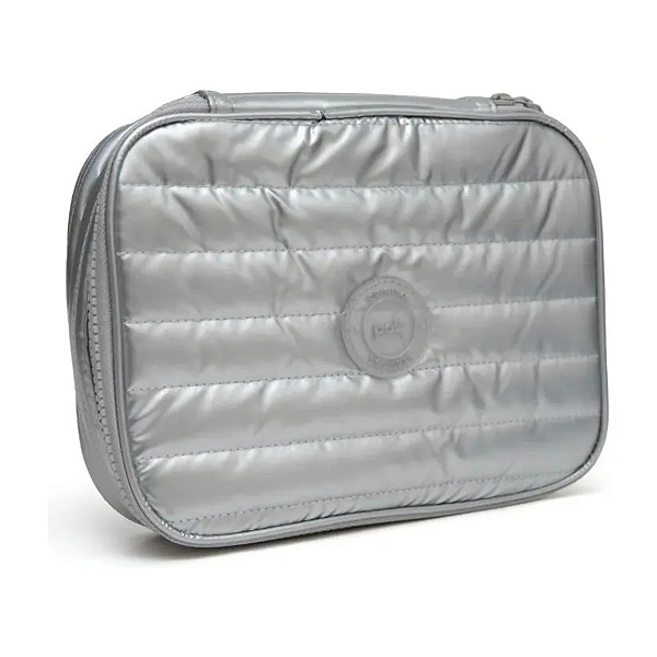 Estojo Puffer Elastico Box C/ Compartilhamento Prata