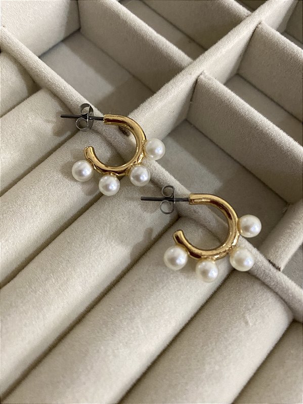 Brinco Mini Argola Perolada