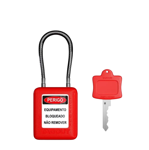 Cadeado Bloqueio Haste Cabo De Aço 4,8mm / 50 mm Altura Tagout