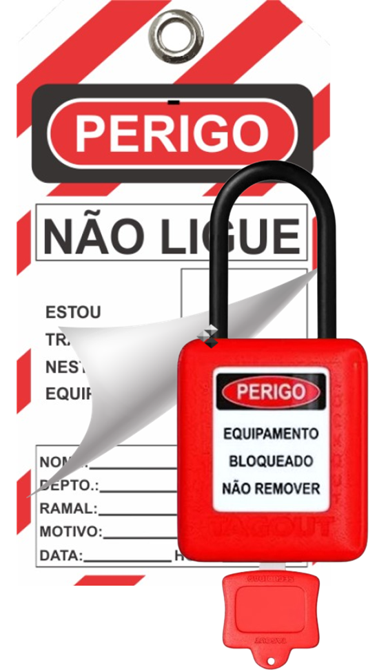 Kit Bloqueio Cadeado + Etiqueta Não Opere Tagout Nr10 Nr12