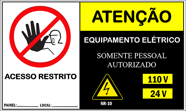 Placa Adesivo Advertência Painel 24v Nr10 Nr12