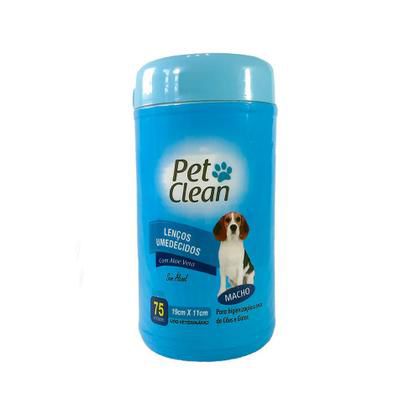 Lenço Umedecido Cães e Gatos Macho Pet Clean 75 unidades