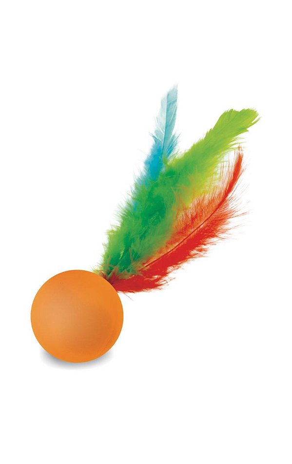 Brinquedo Bola Pena c/ Chocalho para Gatos - Cores Sortidas - 2 un
