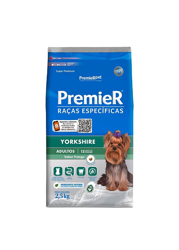 Ração Premier Raças Específicas Yorkshire para Cães Adultos 2,5kg Sabor Frango