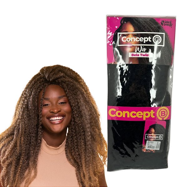 Peruca Wig de Fibra Sintetica Bela Twist 55 cm Black Beauty