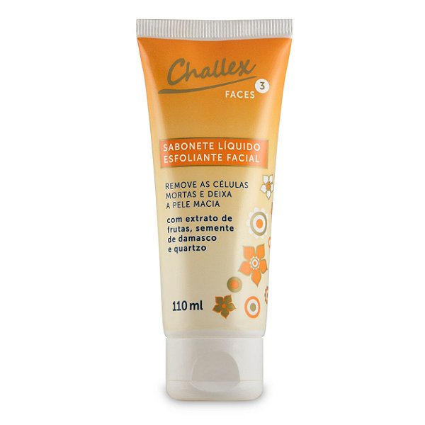 Sabonete Líquido Esfoliante Facial Extrato de Frutas, Semente de Damasco e Quartzo Challex 110ml