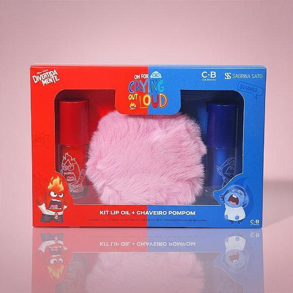 Kit Lip Oil Raiva + Lip Oil Tristeza + Chaveiro Pompom Divertida Mente & Sabrina Sato