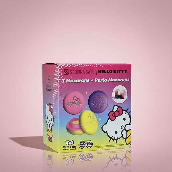 Kit 3 Lip Balms Macaron + Porta-Macarons Hello Kitty & Sabrina Sato