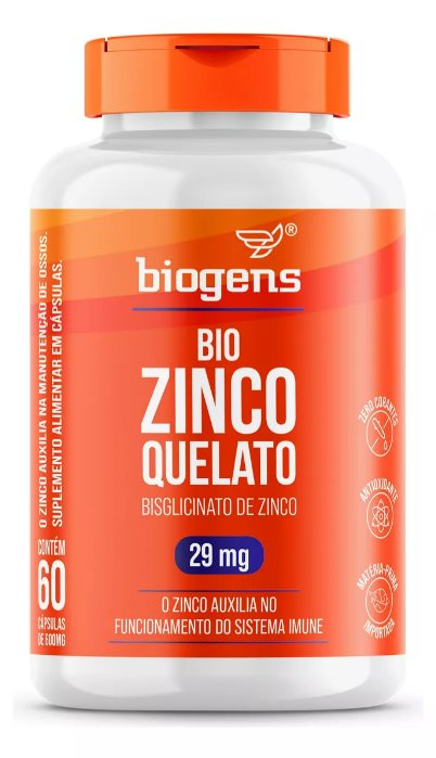 Zinco Quelato 29mg, Quelado, 60 Cáps, Biogens