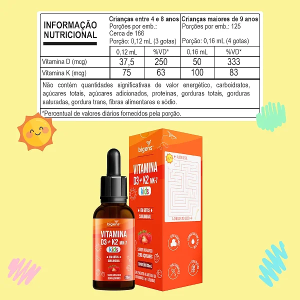 Vitamina D3 + K2 MK-7 Kid