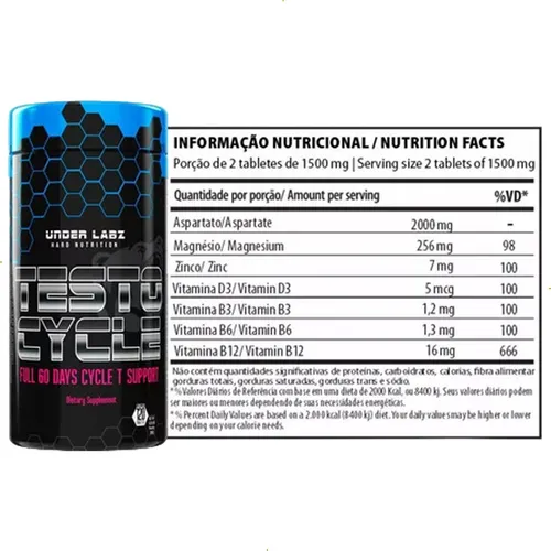 Testo Cycle – Under Labz – 120 comprimidos