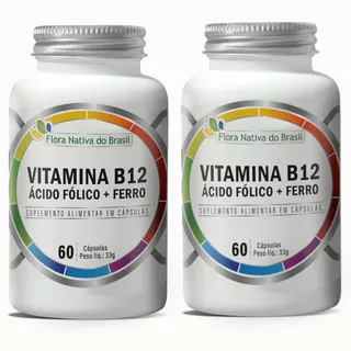 Fer‑B12 Folic – Vitamina B12 + Ácido Fólico + Ferro – 60 cápsulas (Flora Nativa do Brasil)