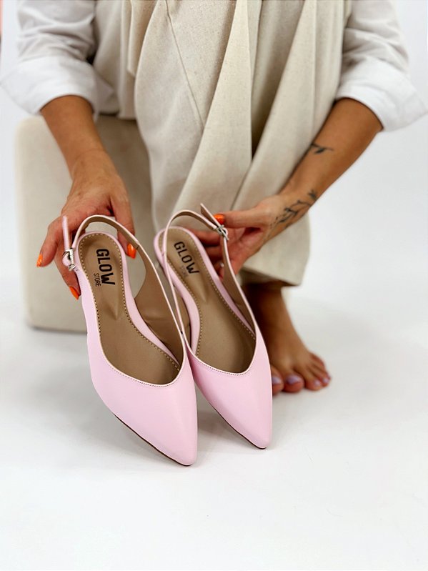 Sapatilha Feminina Bico Fico Slingback Débora - Rosa