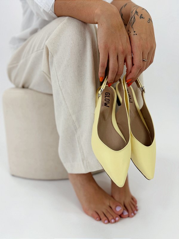 Sapatilha Feminina Bico Fino Slingback Débora - Manteiga
